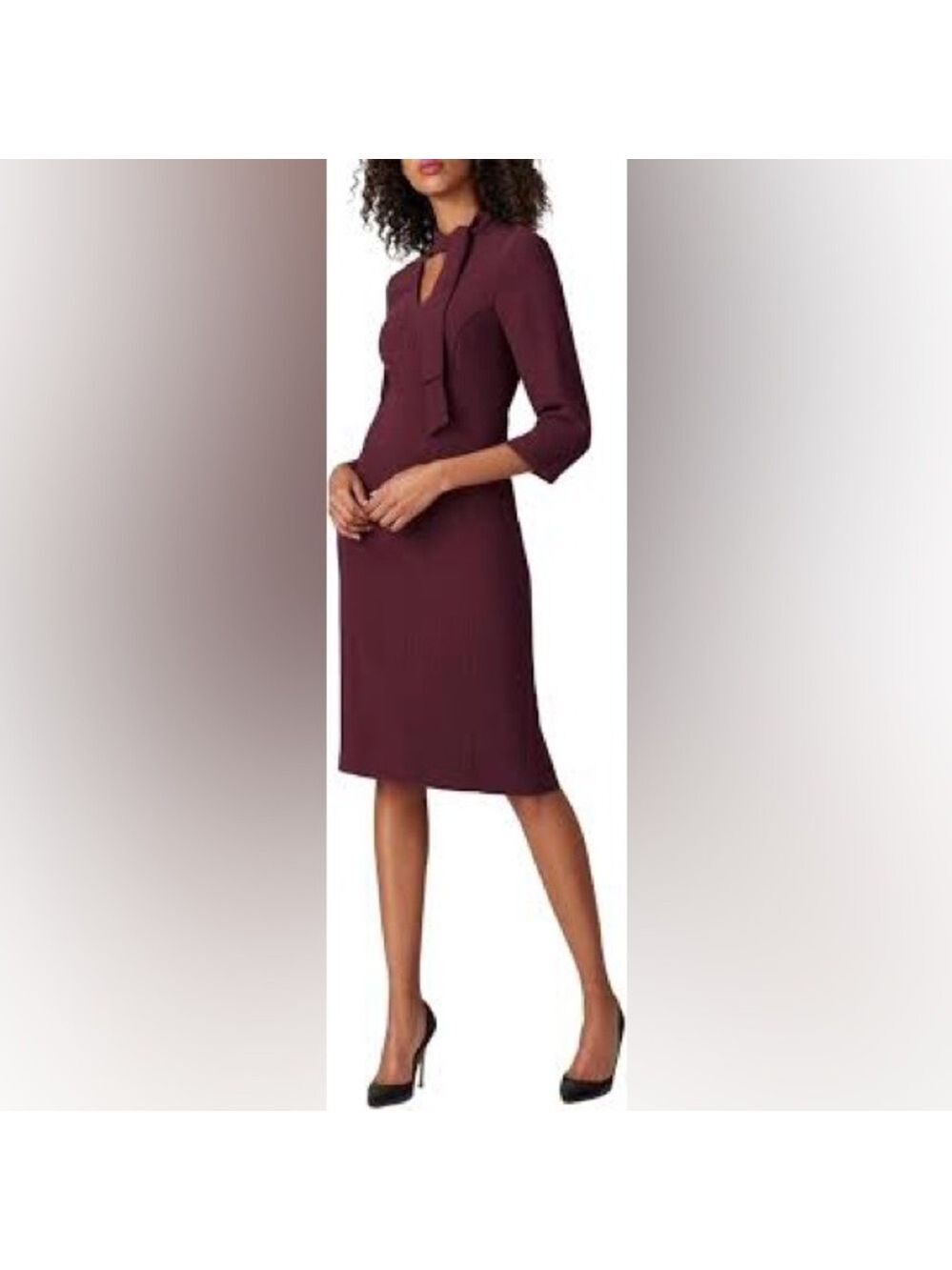 Amanda Uprichard Reid Tie-Neck Burgundy Midi Dress Sz Medium